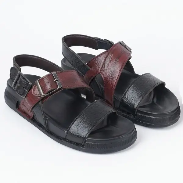 RiksClub ST1114 Black Men's Sandal - Double Density Extra Soft Sole & Synthetic Leather Upper