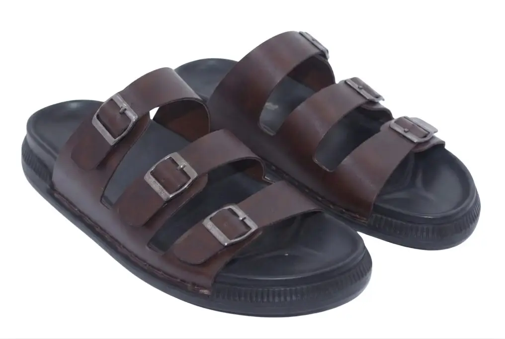 Mens Brown Synthetic Suede Leather Sandal ST1113 RiksClub