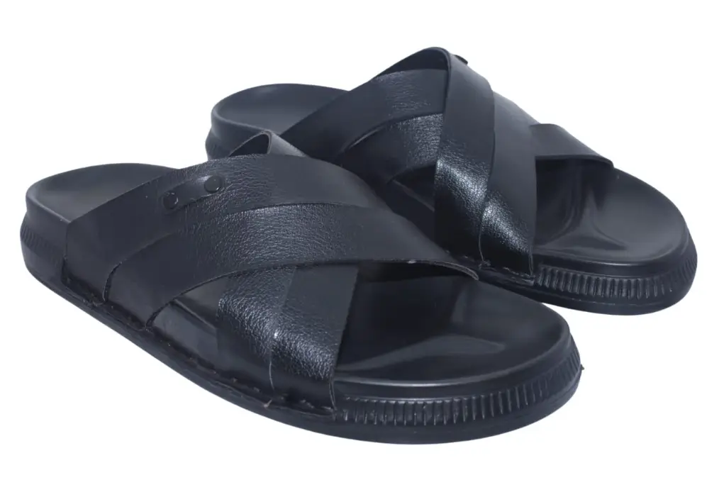 Mens Black Synthetic Leather Sandal ST1111 RiksClub
