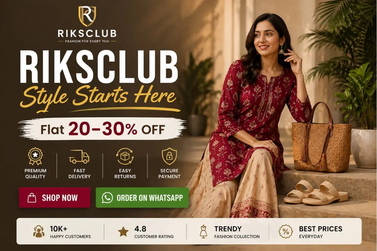 RIKSCLUB fashion banner with kurti sets and footwear collection