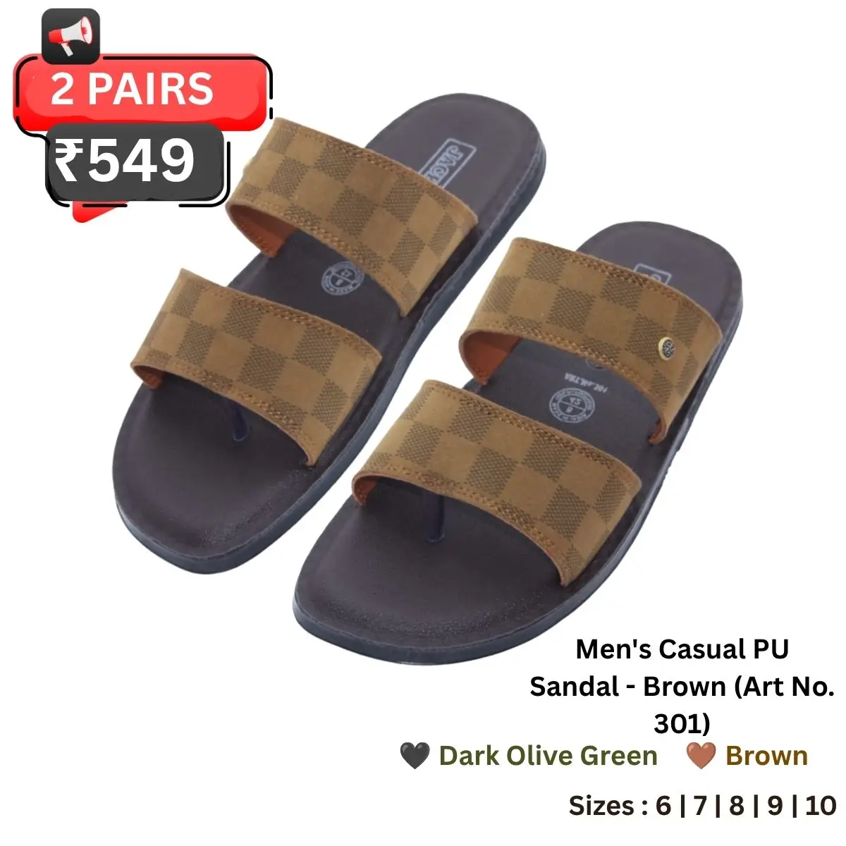 Men's Casual PU Sandal Brown Art No. 301