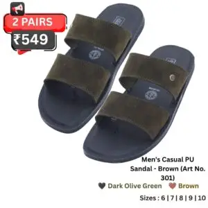 Men's Casual PU Sandal Olive Green Art No. 301
