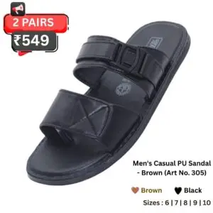 Men's Casual PU Sandal Black & Brown Art No. 305