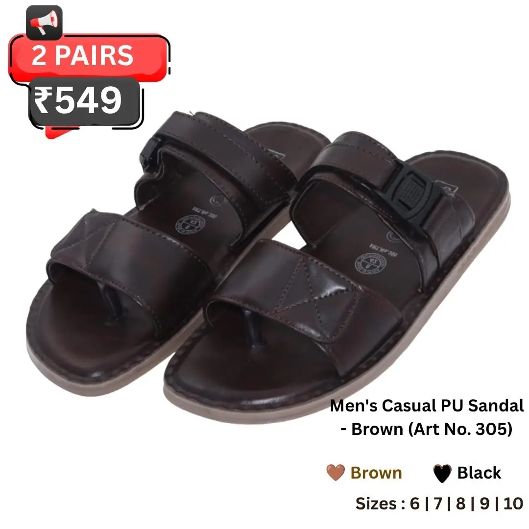 Men's Casual PU Sandal Black & Brown Art No. 305