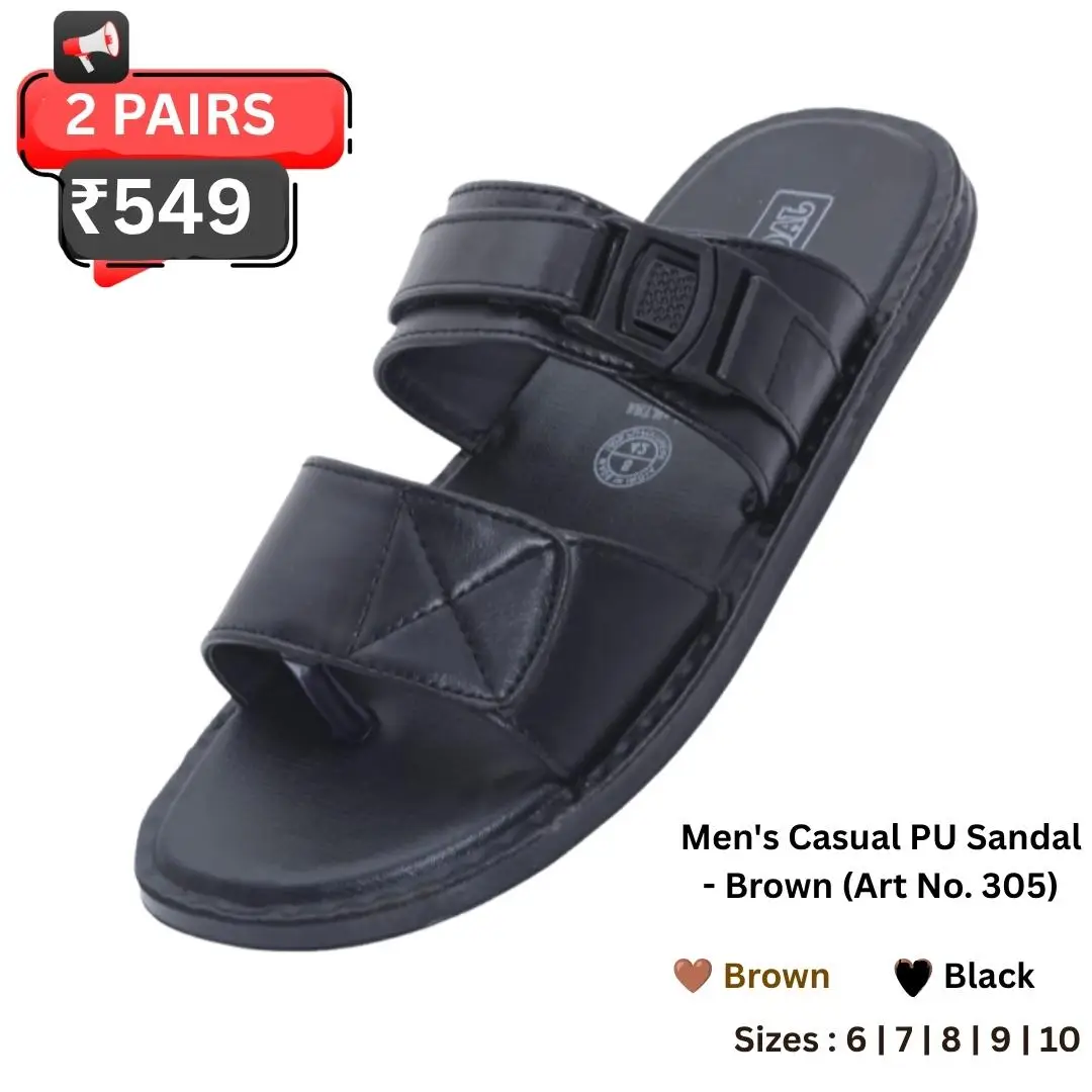 Men's Casual PU Sandal Black & Brown Art No. 305