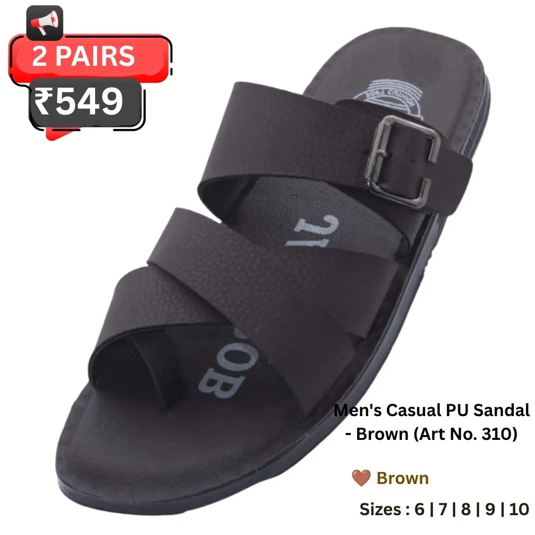 Men's Casual PU Sandal Brown Art No. 310