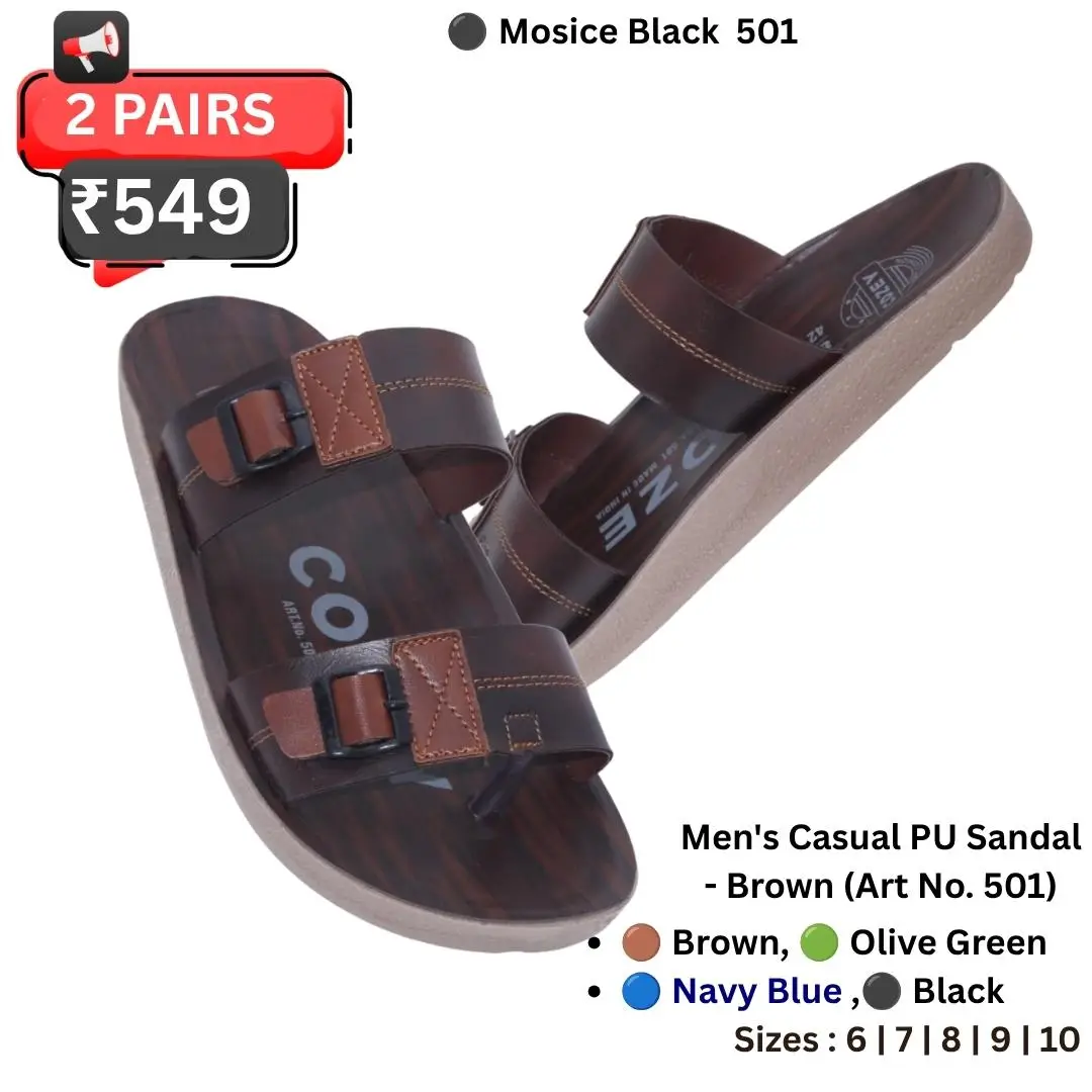Men's Casual Cork Sole PU Sandal Mosice Brown Art No. 501