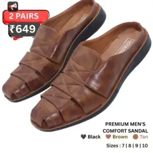 Men's brown PU comfort sandal with cushioned sole