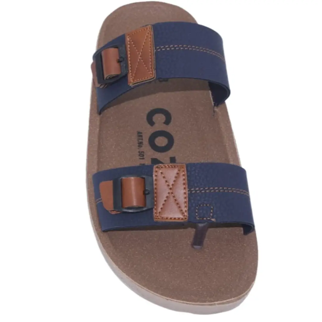 Men's Casual Cork Sole PU Sandal Navy Blue Art No. 501