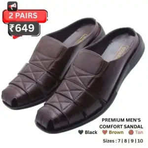 Men's brown PU comfort sandal with cushioned sole