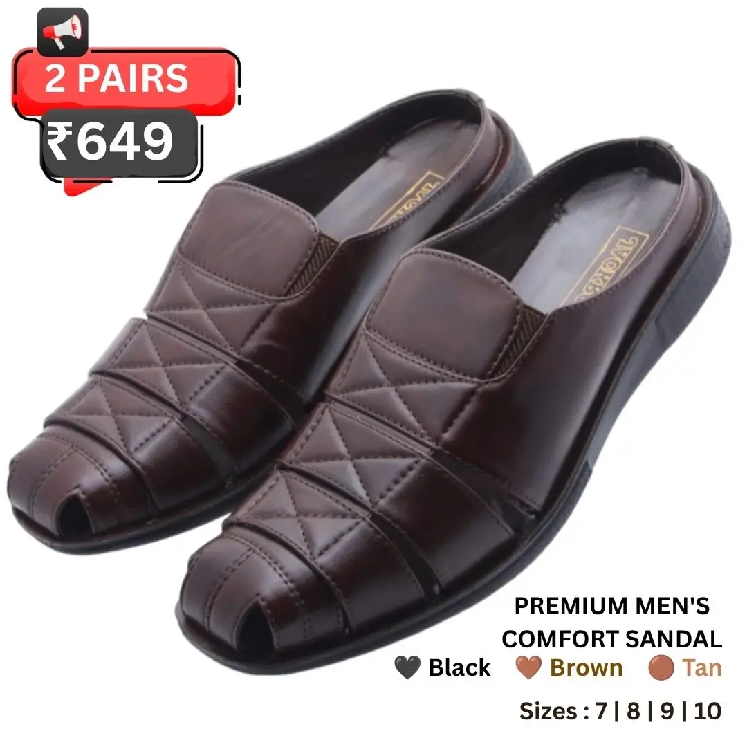 Men's brown PU comfort sandal with cushioned sole